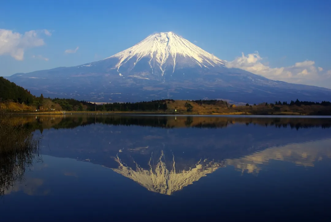 Lake Tanuki double reflection of Mount Fuji